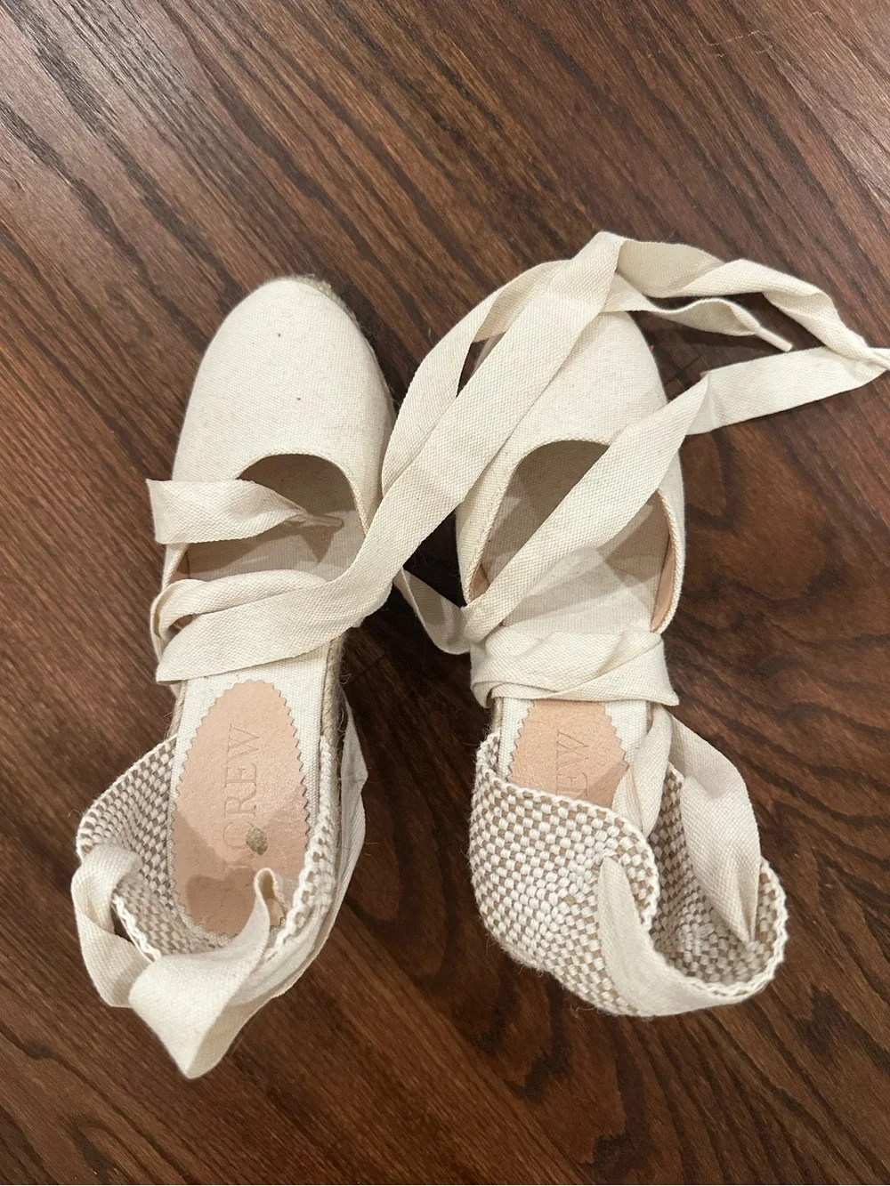 J. Crew Cream Canvas Lace-Up Espadrille Flats